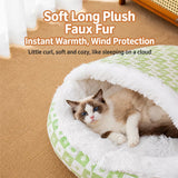 Enclosed Plush Pet Bed for Cats and Small Dogs