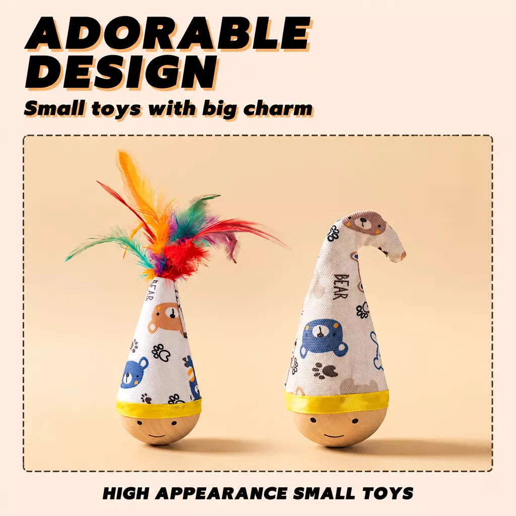 Interactive Wobble Feather Cat Toy for Batting and Pouncing