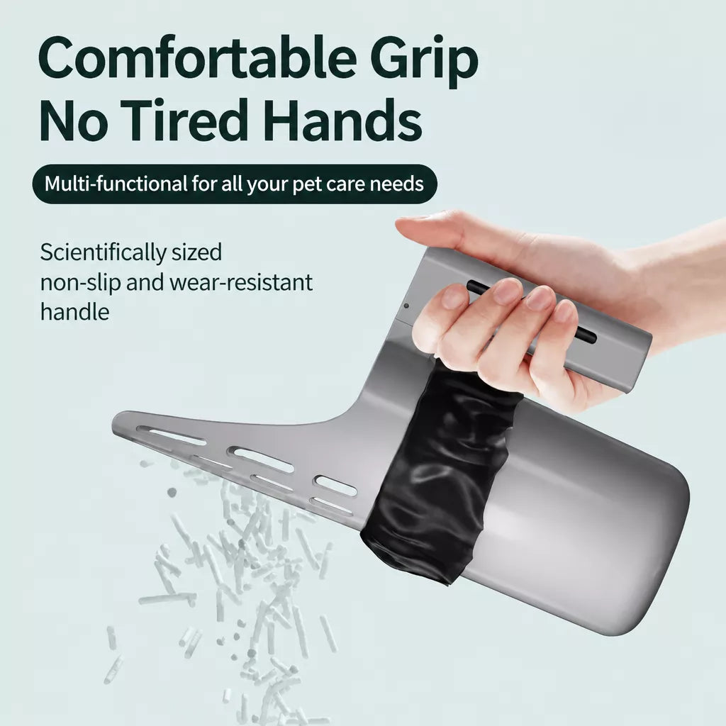 Cat Litter Scoop with Built-In Waste Bag Holder