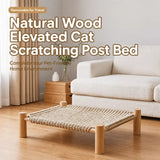 Elevated Linen Pet Bed with Solid Wood Frame
