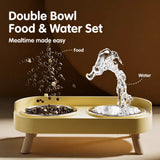 Stainless Steel Dog Bowl with Plastic Stand for Small Dogs