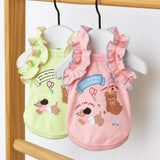 Lightweight Cotton Dog Tank Top with Ruffle Trim