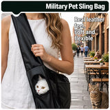 Faux Leather Mesh Crossbody Pet Carrier for Small Cats and Dogs