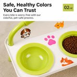 Elevated Double Pet Bowl Stand with Ceramic Bowls