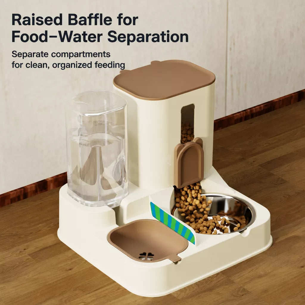 Two-Bowl Pet Feeding Set for Cats and Dogs