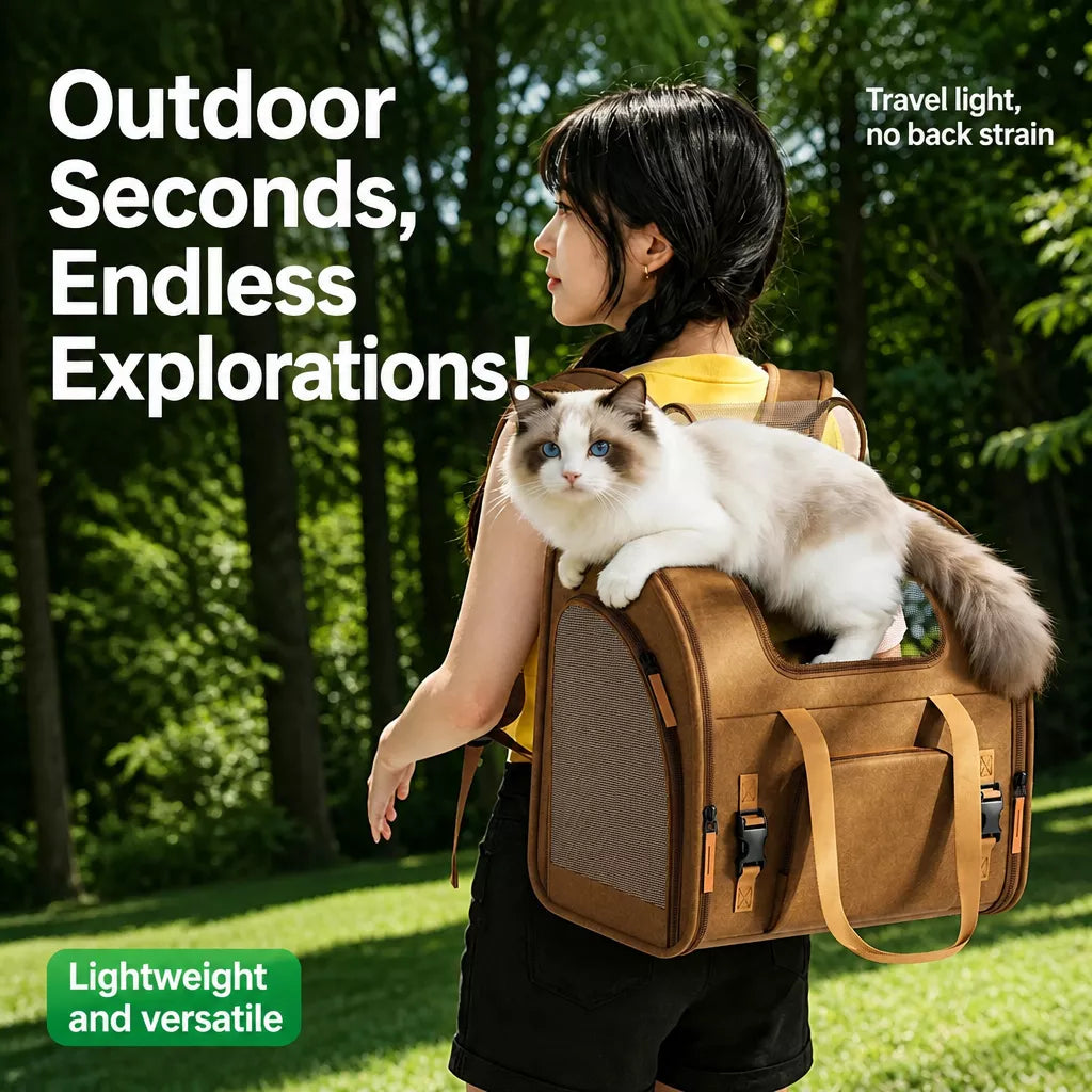 Expandable Cat Carrier Backpack with Ventilation
