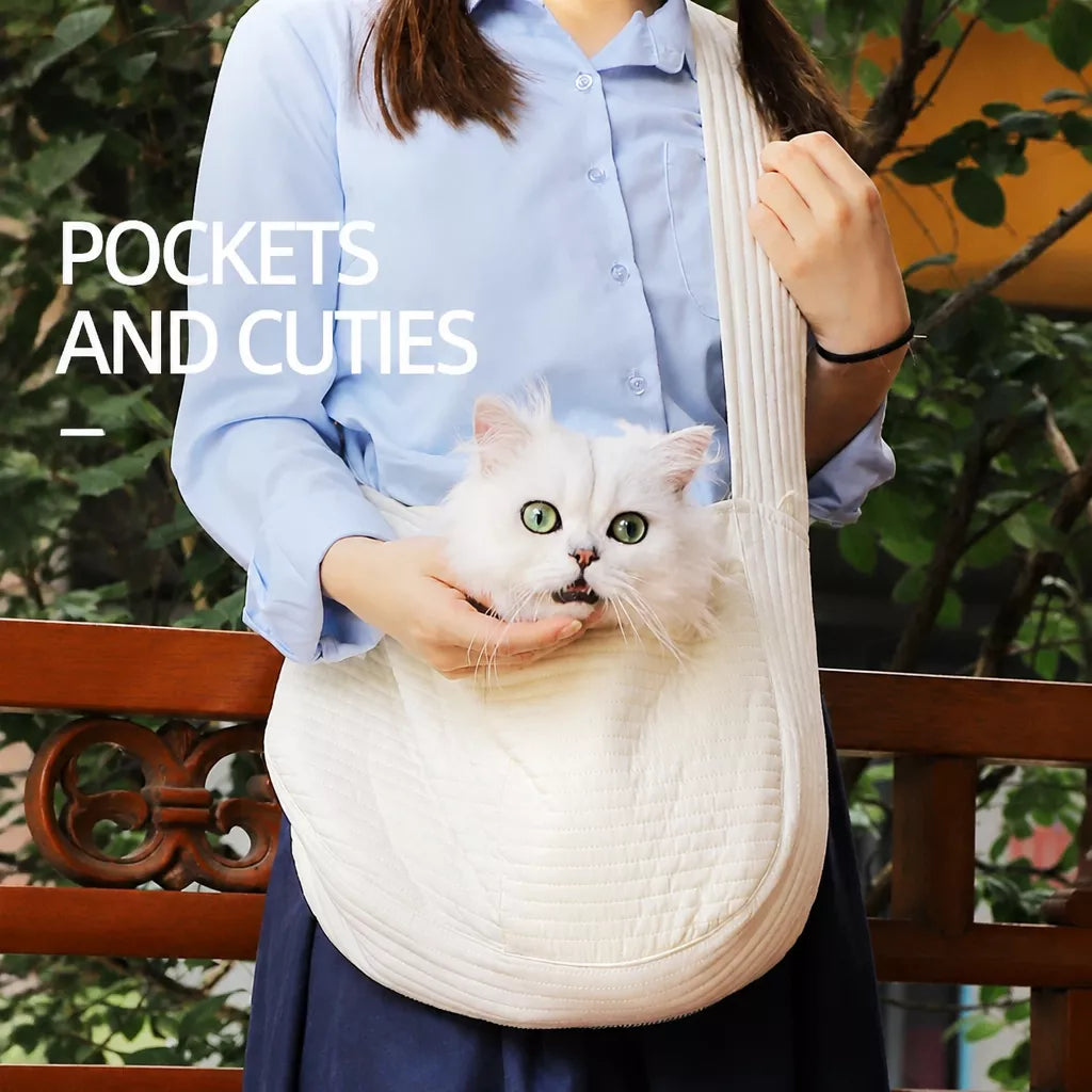Front-Carry Canvas Cat Carrier Backpack for Walks and Travel