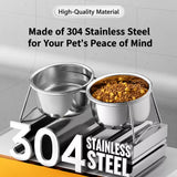 Stainless Steel Double Pet Bowls with Elevated Stand