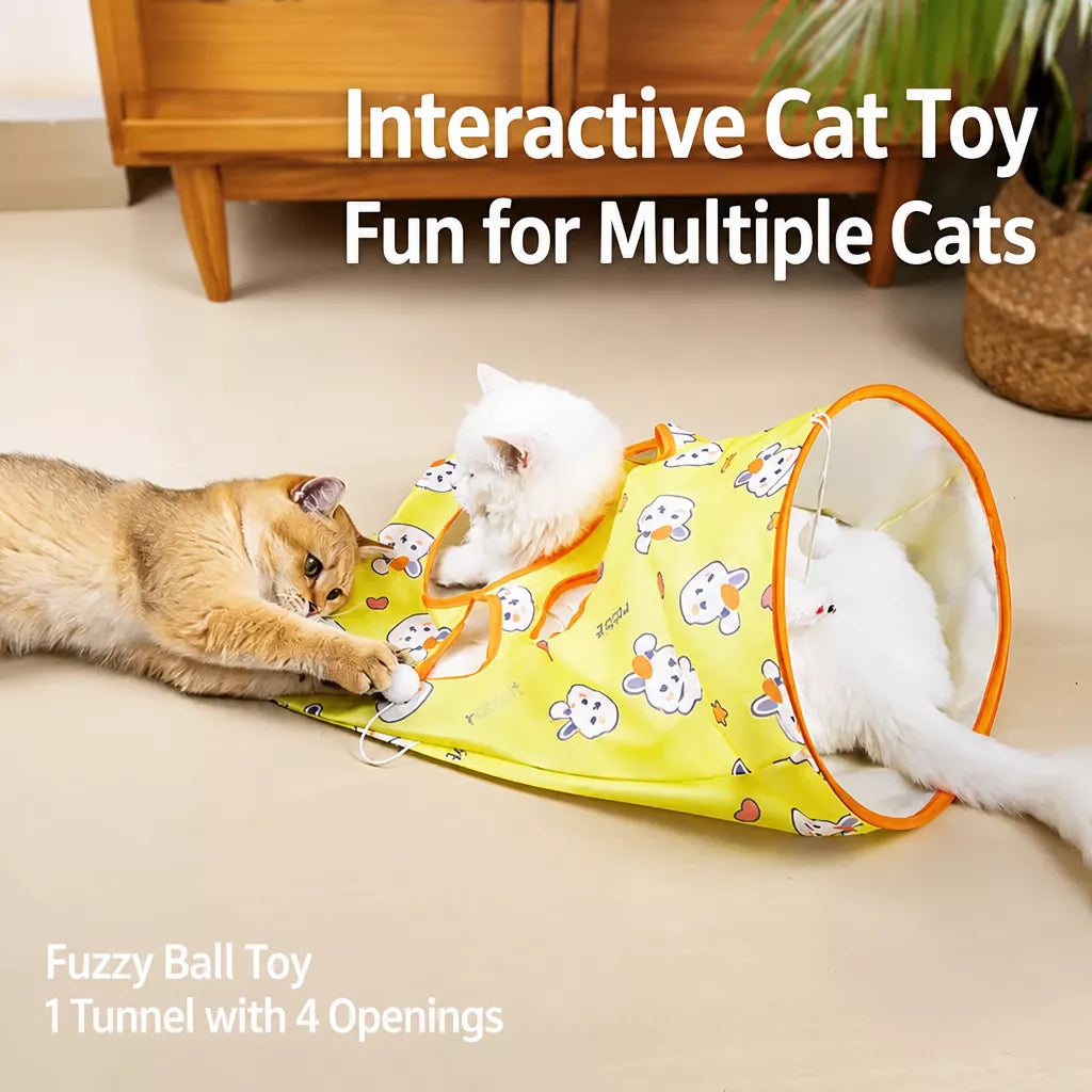 Foldable Oxford Cloth Cat Tunnel Toy with Crinkle Sound