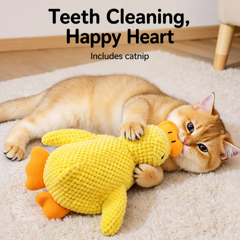 Duck Plush Cat Toy with Crinkle Paper and Catnip – Small or Large