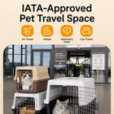 Pet Airline Travel Carrier with Hanging Bowl for Cats and Small Dogs