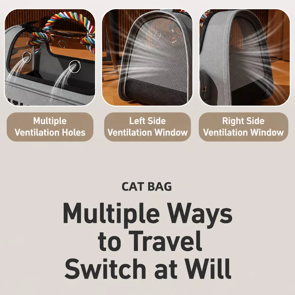 Breathable Pet Carrier Backpack with Handheld Carry Option