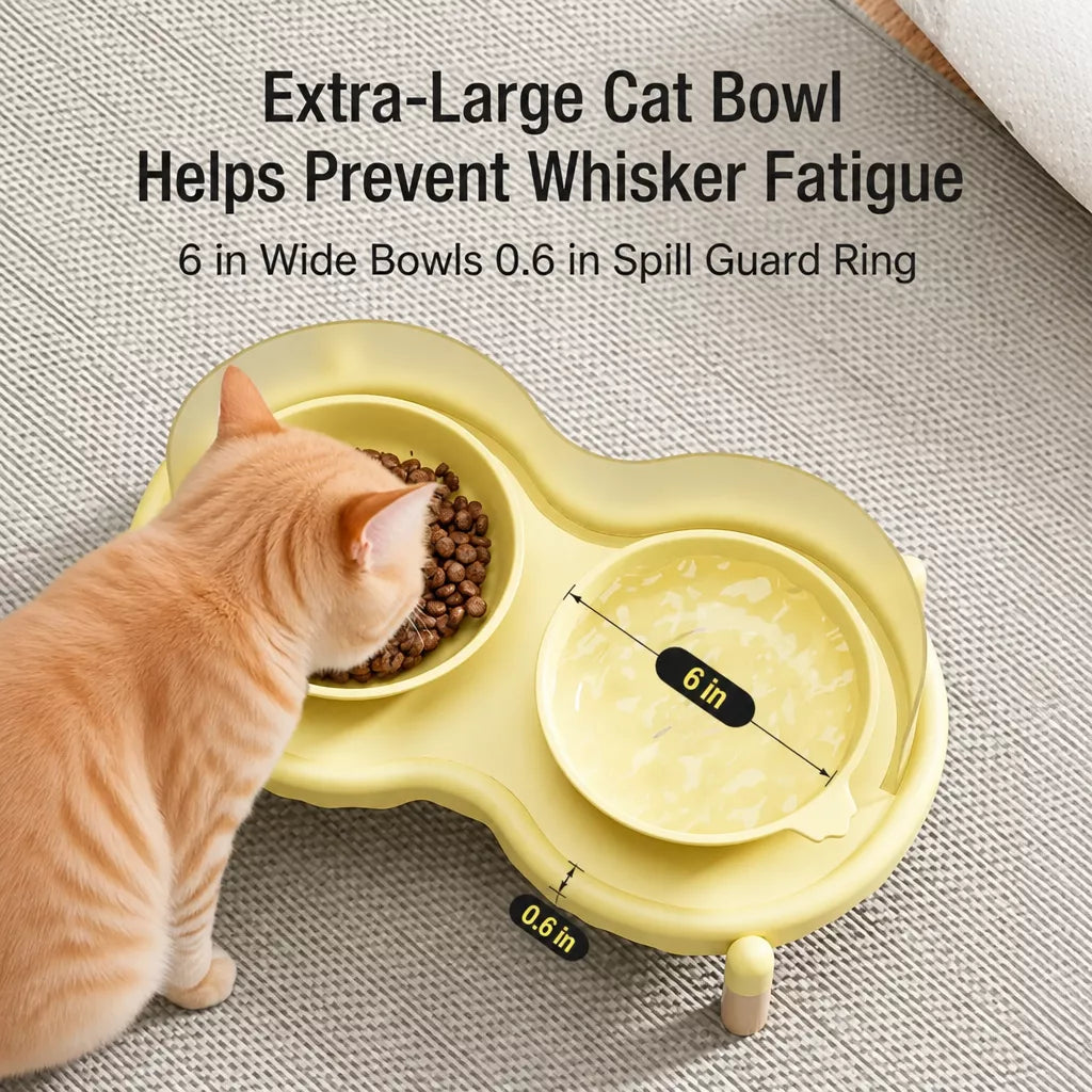 Elevated Ceramic Pet Bowl Set with a Double-Bowl Stand