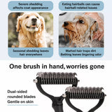 Double-Sided Dematting & Deshedding Brush for Dogs and Cats