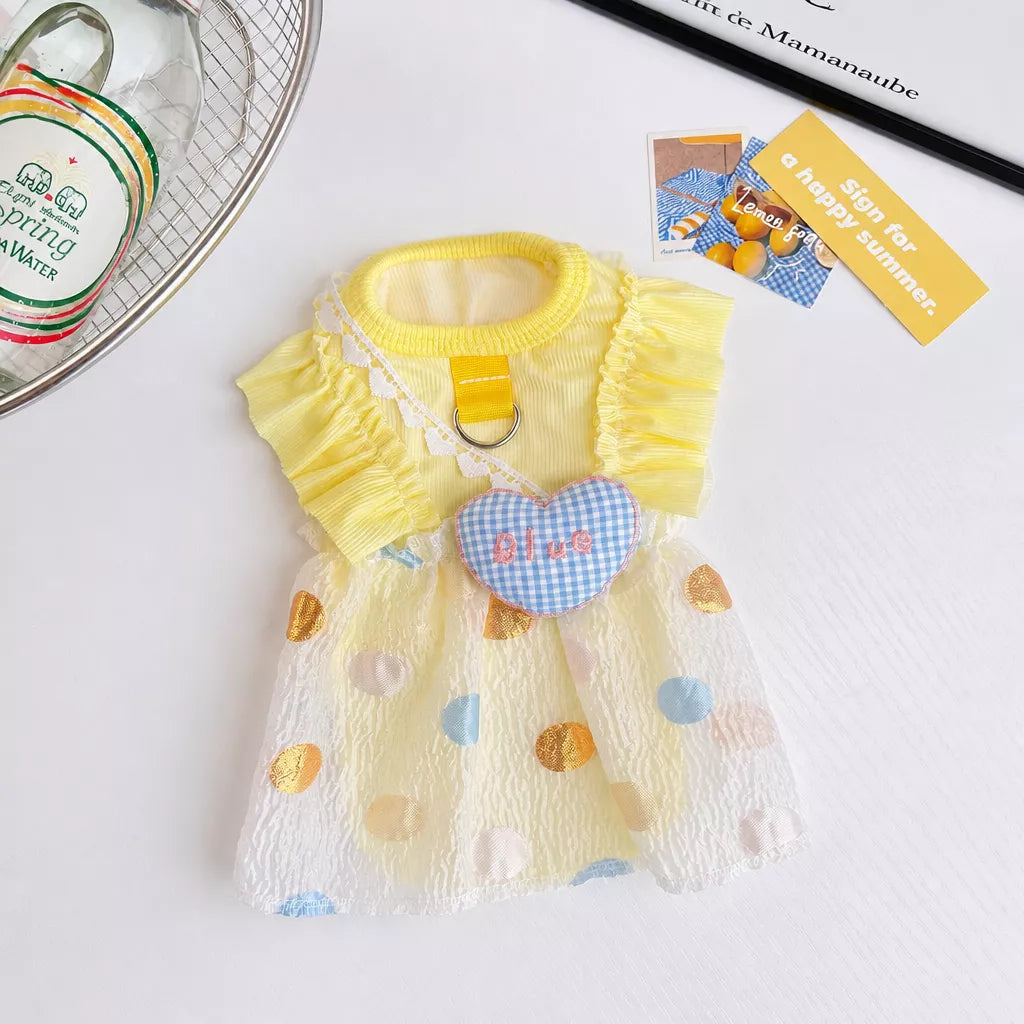 Lightweight Heart Detail Bubble Dress for Dogs and Cats