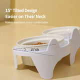 Elevated Ceramic Two-Bowl Pet Feeding Set with Stand