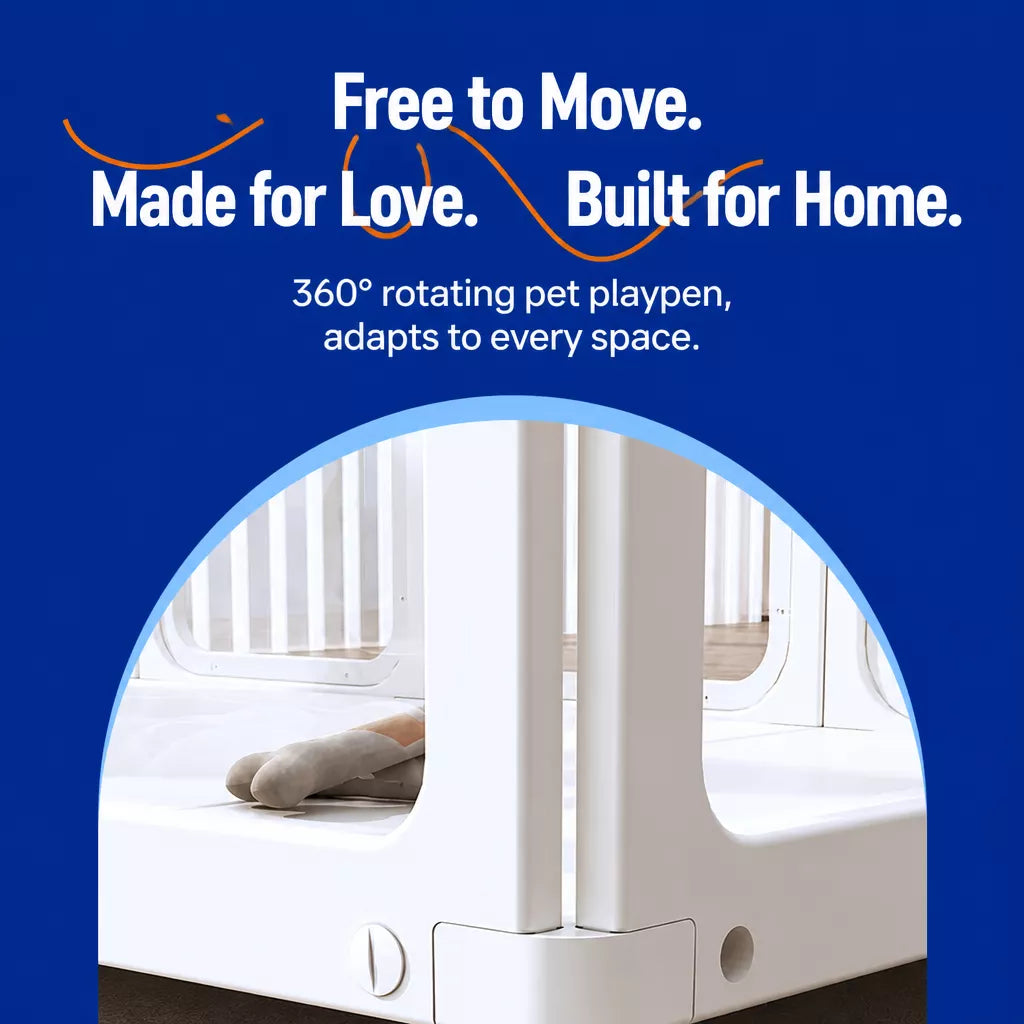 Movable Indoor Pet Playpen with Door and Casters