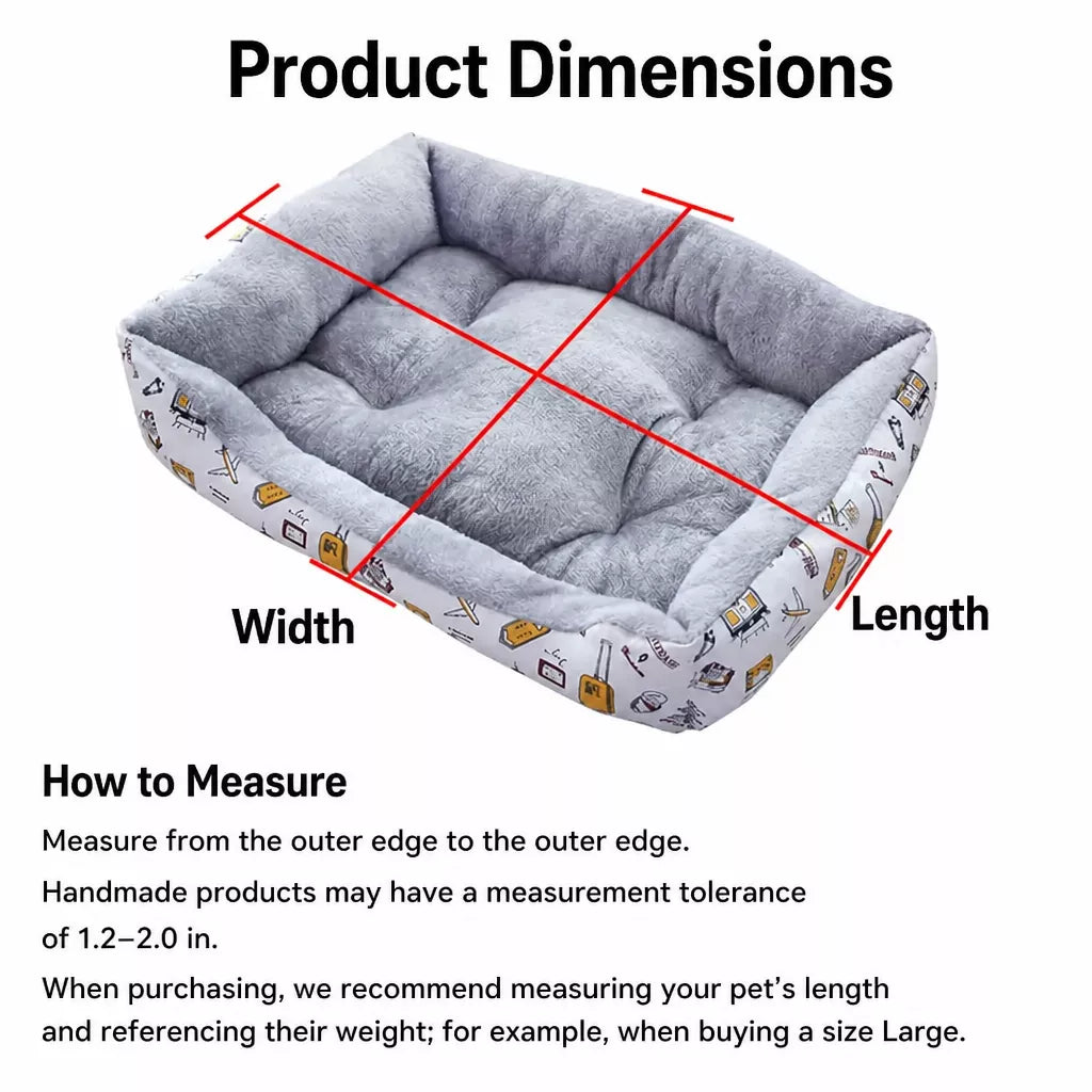 Rectangular Padded Pet Bed for Dogs and Cats