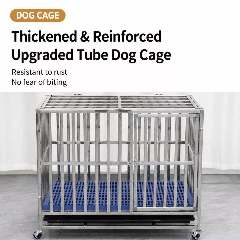Stainless Steel Dog Crate with Tray