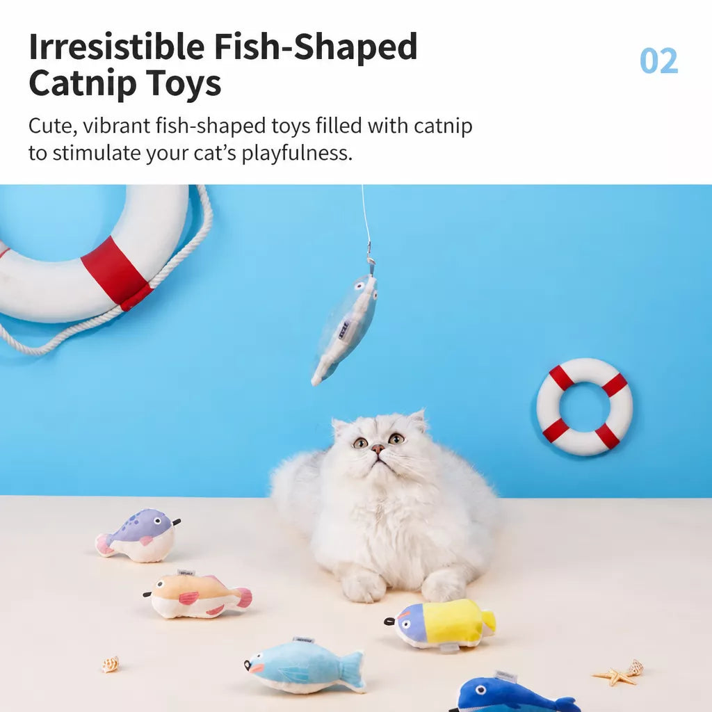 Retractable Cat Wand Toy with Fish-Shaped Teaser