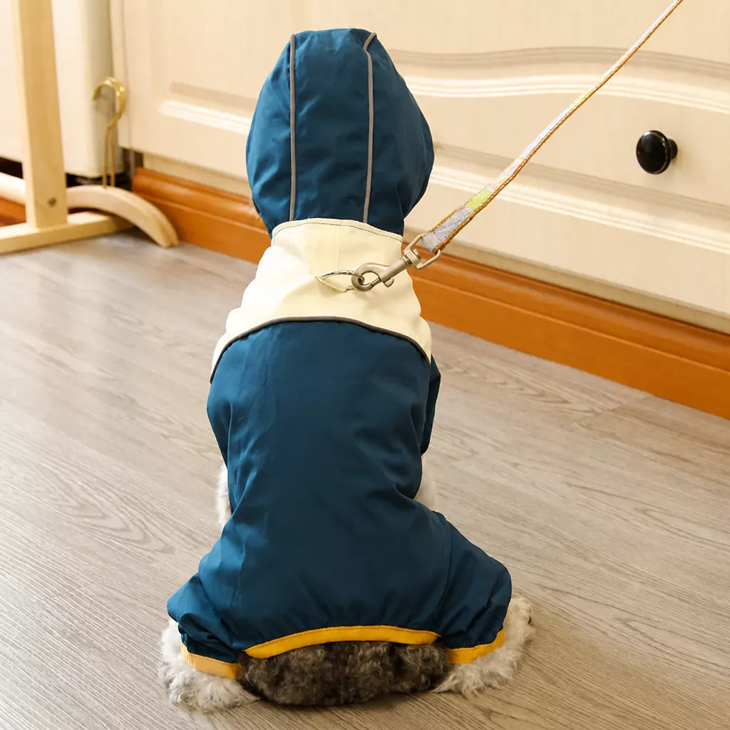 Four-Leg Polyester Dog Raincoat for Rainy-Day Walks