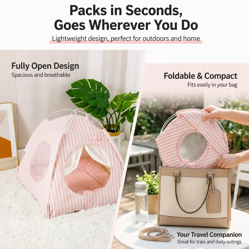 Indoor Tent Bed for Cats & Dogs with Washable Cover