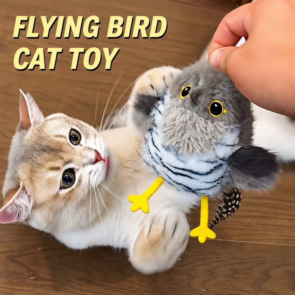 Automatic Flying Bird Cat Toy with Fluttering Wings