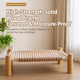 Elevated Linen Pet Bed with Solid Wood Frame