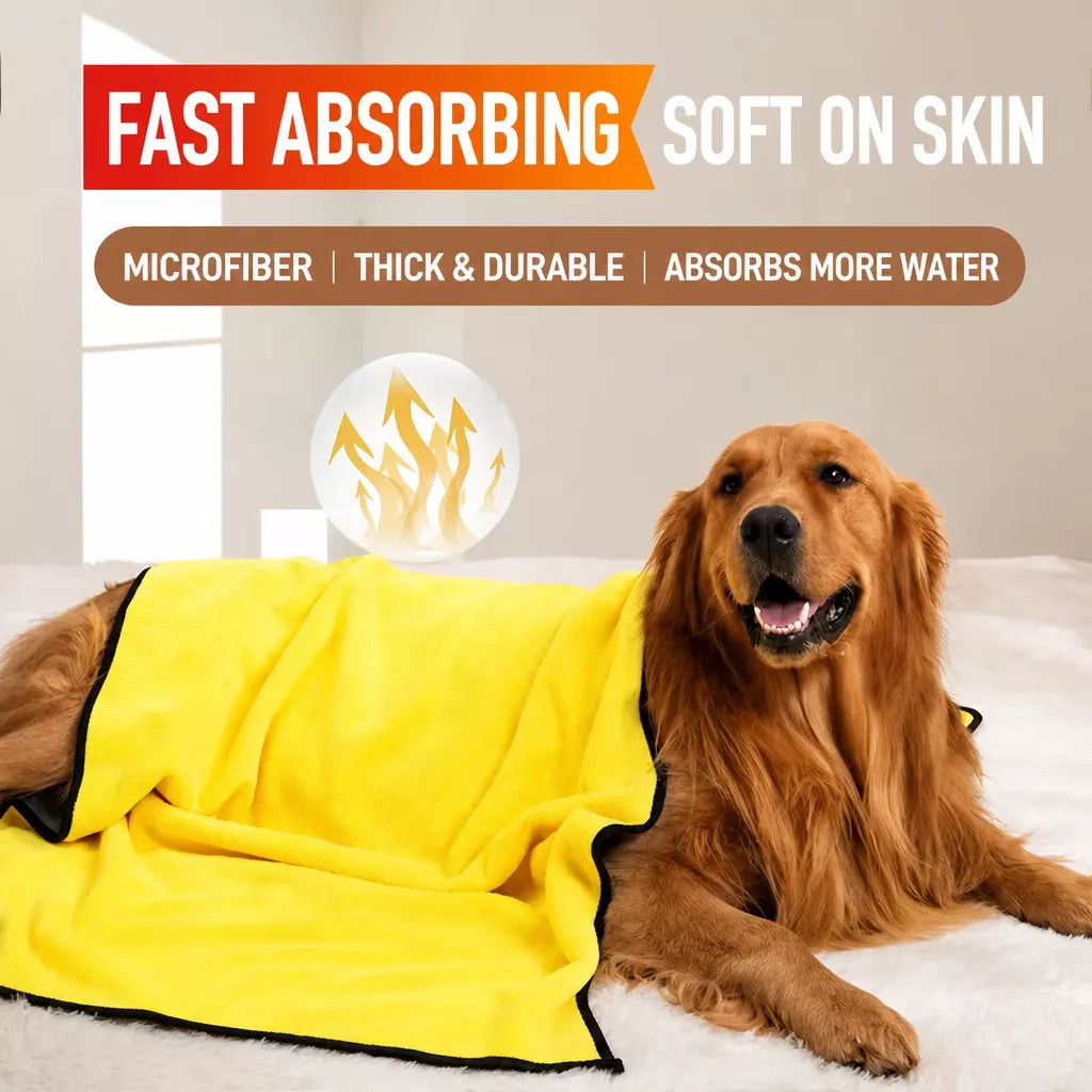 Quick-Dry Polyester Pet Bath Towel for Dogs & Cats