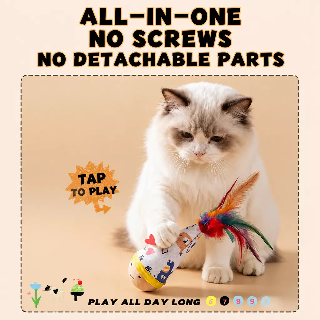 Interactive Wobble Feather Cat Toy for Batting and Pouncing