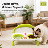 Elevated Double Pet Bowl Stand with Ceramic Bowls