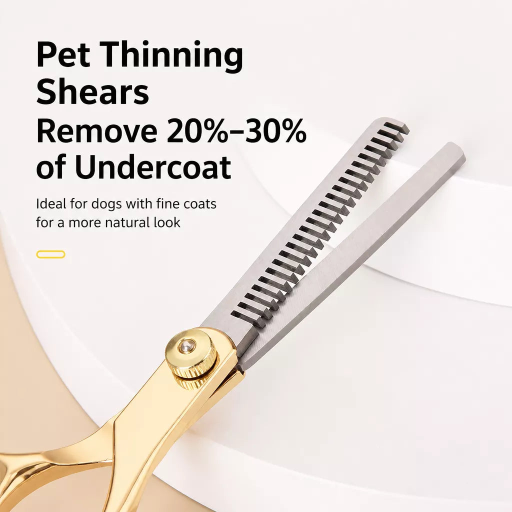 Dog Grooming Shears Set with Thinning, Curved & Straight Shears