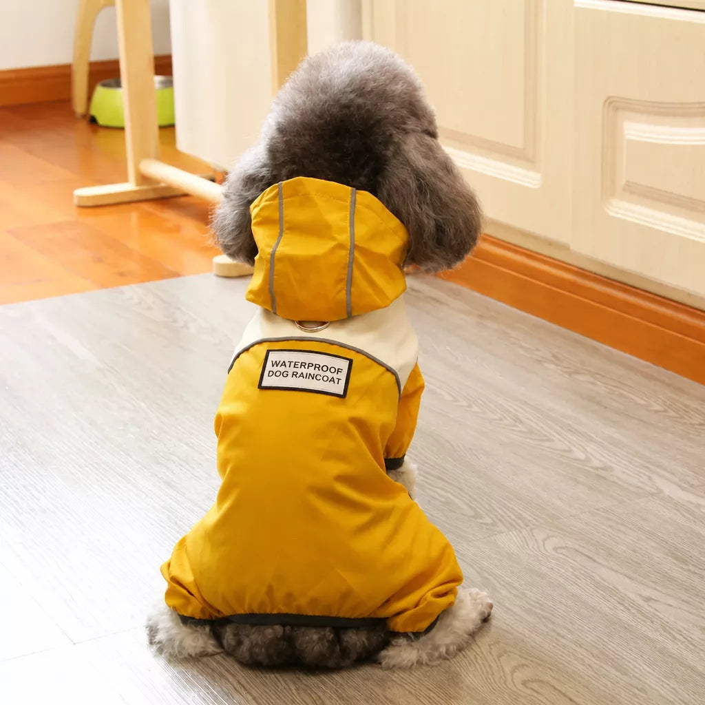 Four-Leg Polyester Dog Raincoat for Rainy-Day Walks