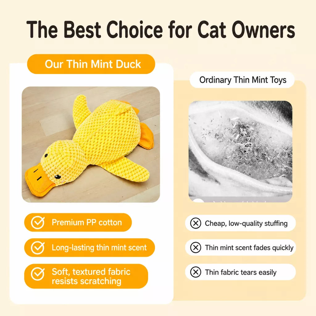 Duck Plush Cat Toy with Crinkle Paper and Catnip – Small or Large