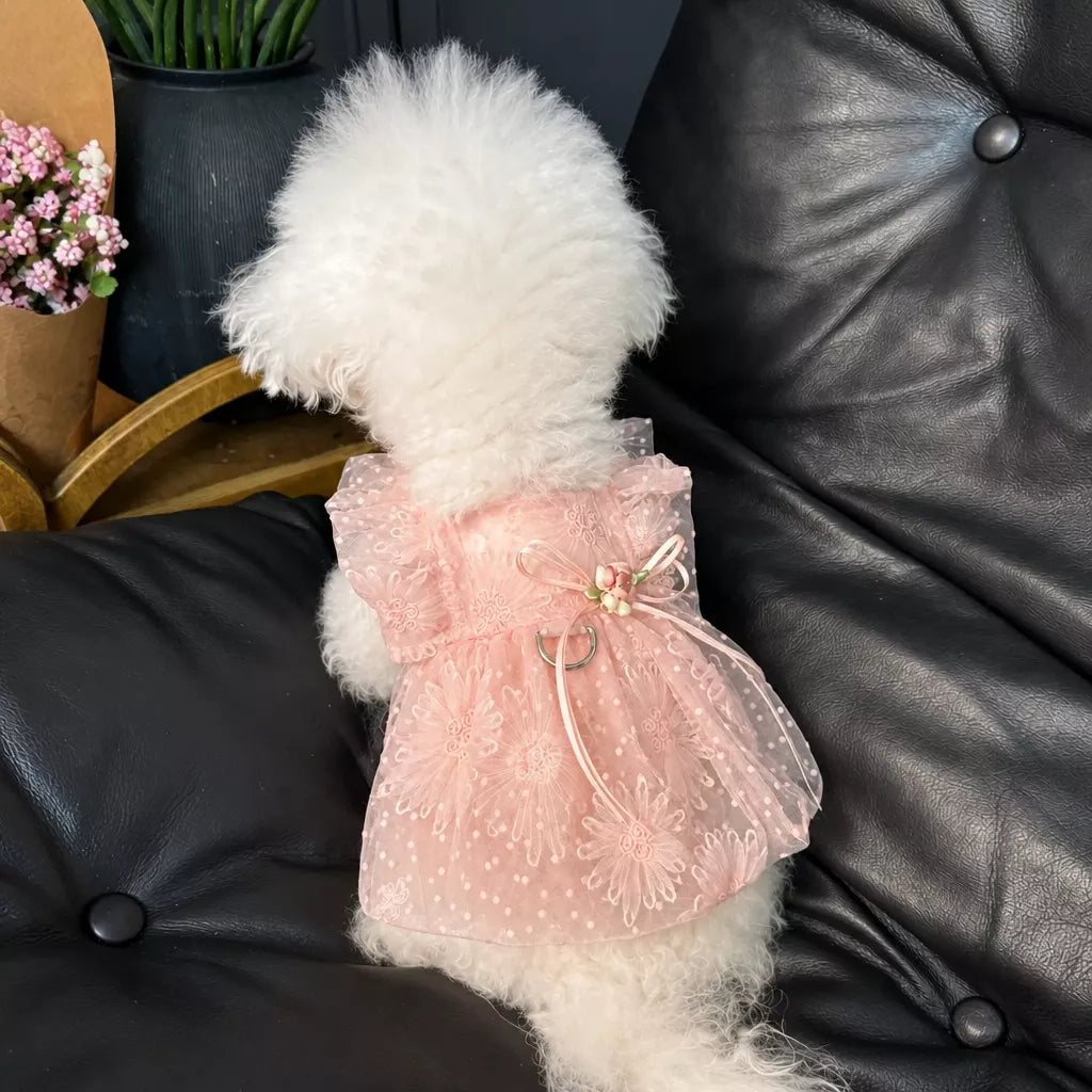 Pet Princess Dress with Leash Ring for Small Dogs and Cats