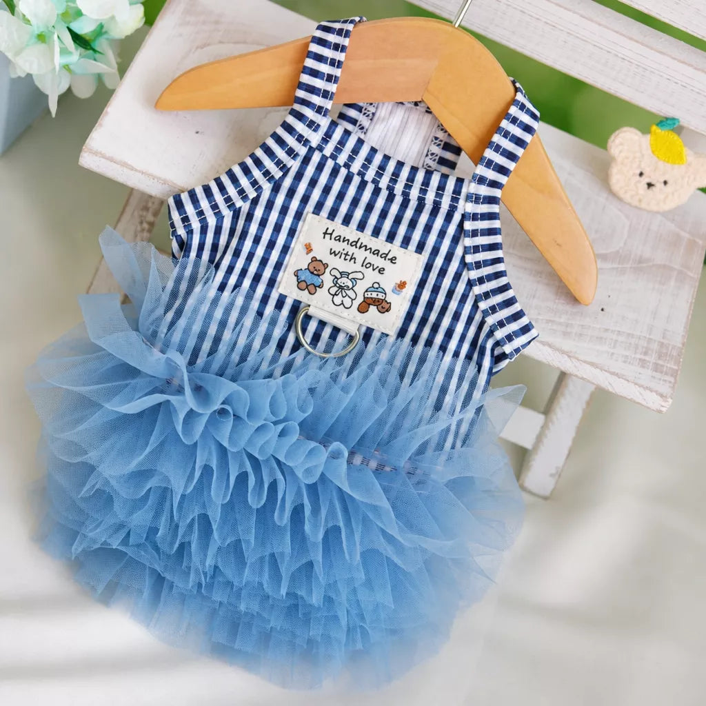 Blue Striped Mesh Dress for Dogs & Cats