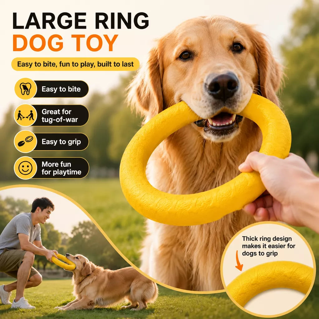 Silicone Dog Ring Toy for Fetch and Tug Play