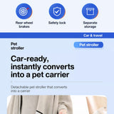 Foldable Pet Stroller with Removable Carrier and Tray