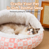 Enclosed Plush Pet Bed for Cats and Small Dogs