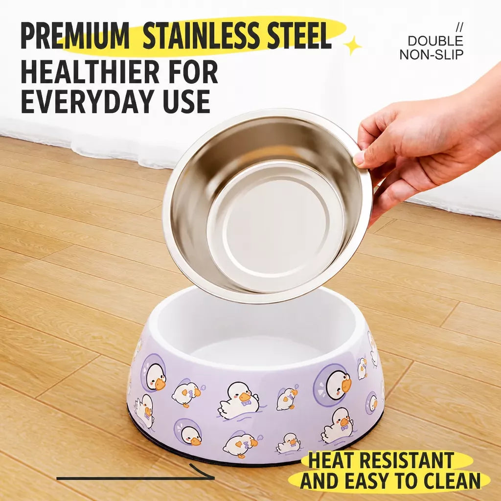 Tip-Resistant Stainless Steel Pet Bowl for Dogs and Cats