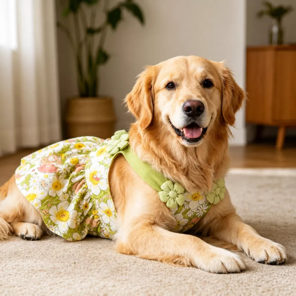 Summer Dog Dress with Shoulder Straps for Medium to Large Dogs
