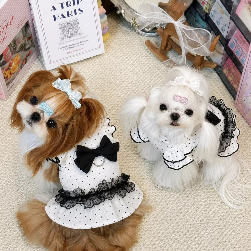 Polka Dot Flutter-Sleeve Pet Dress for Cats & Small Dogs