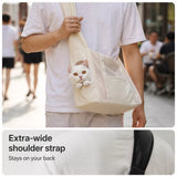 Faux Leather Mesh Crossbody Pet Carrier for Small Cats and Dogs