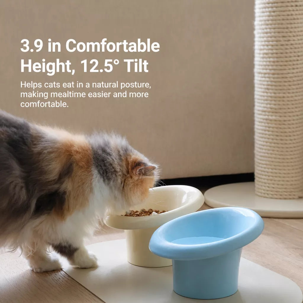 Wide-Opening Ceramic Pet Bowl for Cats and Dogs