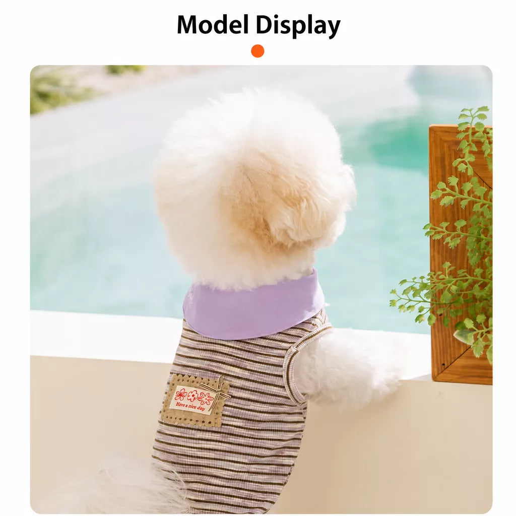 Striped Polo-Style Harness Vest for Small Dogs