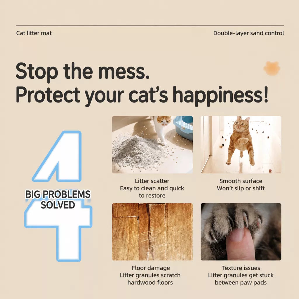Double-Layer Cat Litter Mat with Cut-to-Fit Design