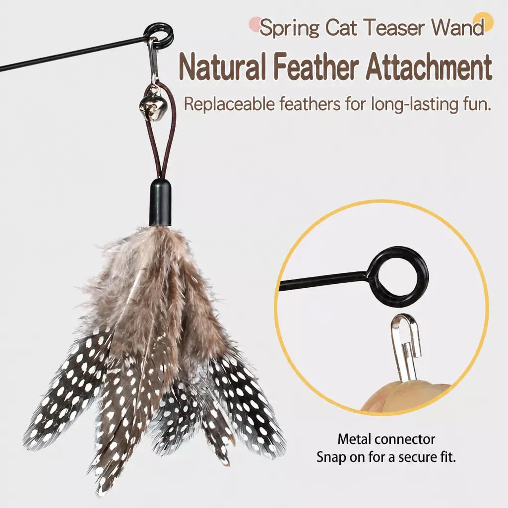 Detachable Feather Wand Cat Toy with Wooden Handle