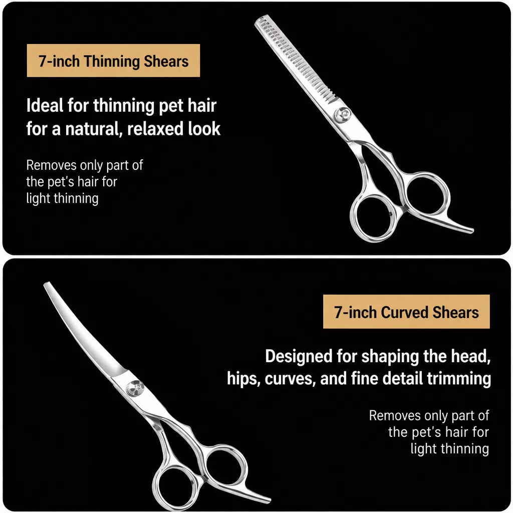 Stainless Steel Pet Grooming Scissors & Comb Set