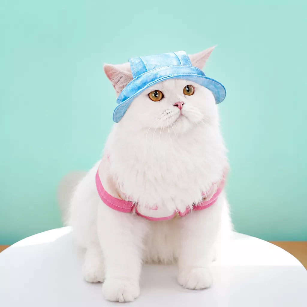 Adjustable Cotton Pet Bucket Hat with Ear Openings
