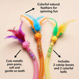Cat Feather Teaser Toy with Stretchy Cotton Rope